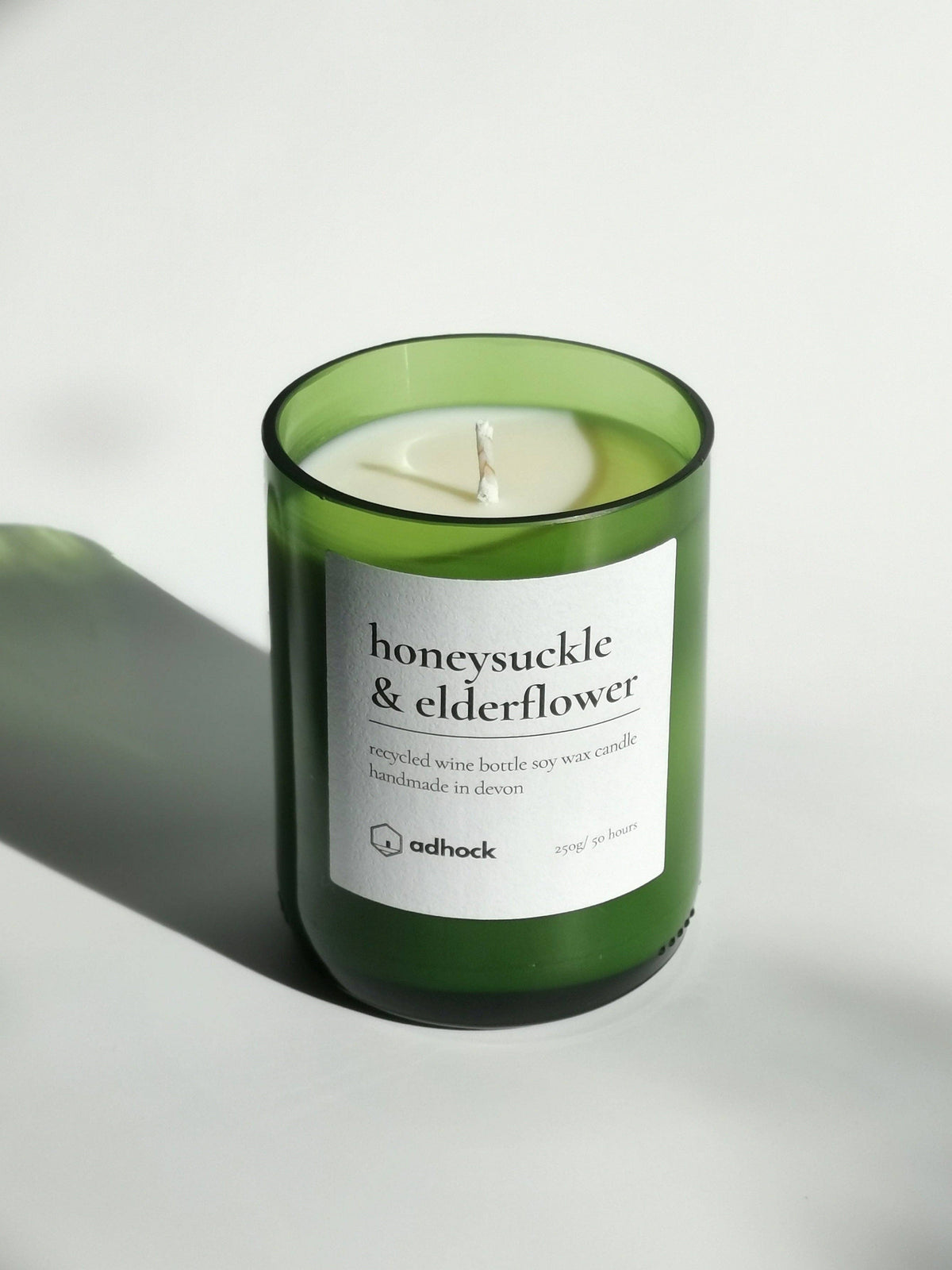 Upcycled Wine Bottle Candle - Honeysuckle & Elderflower: Honeysuckle & Elderflower / Brown