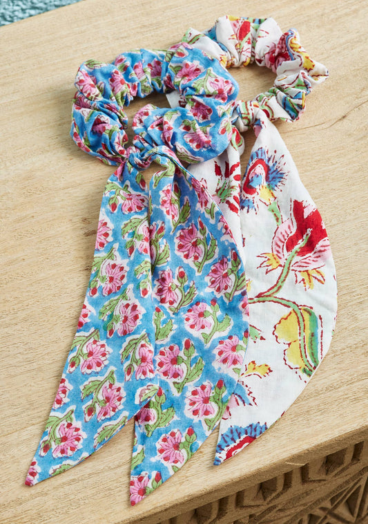 Taruni Block Print Hair Scrunchie With Tie