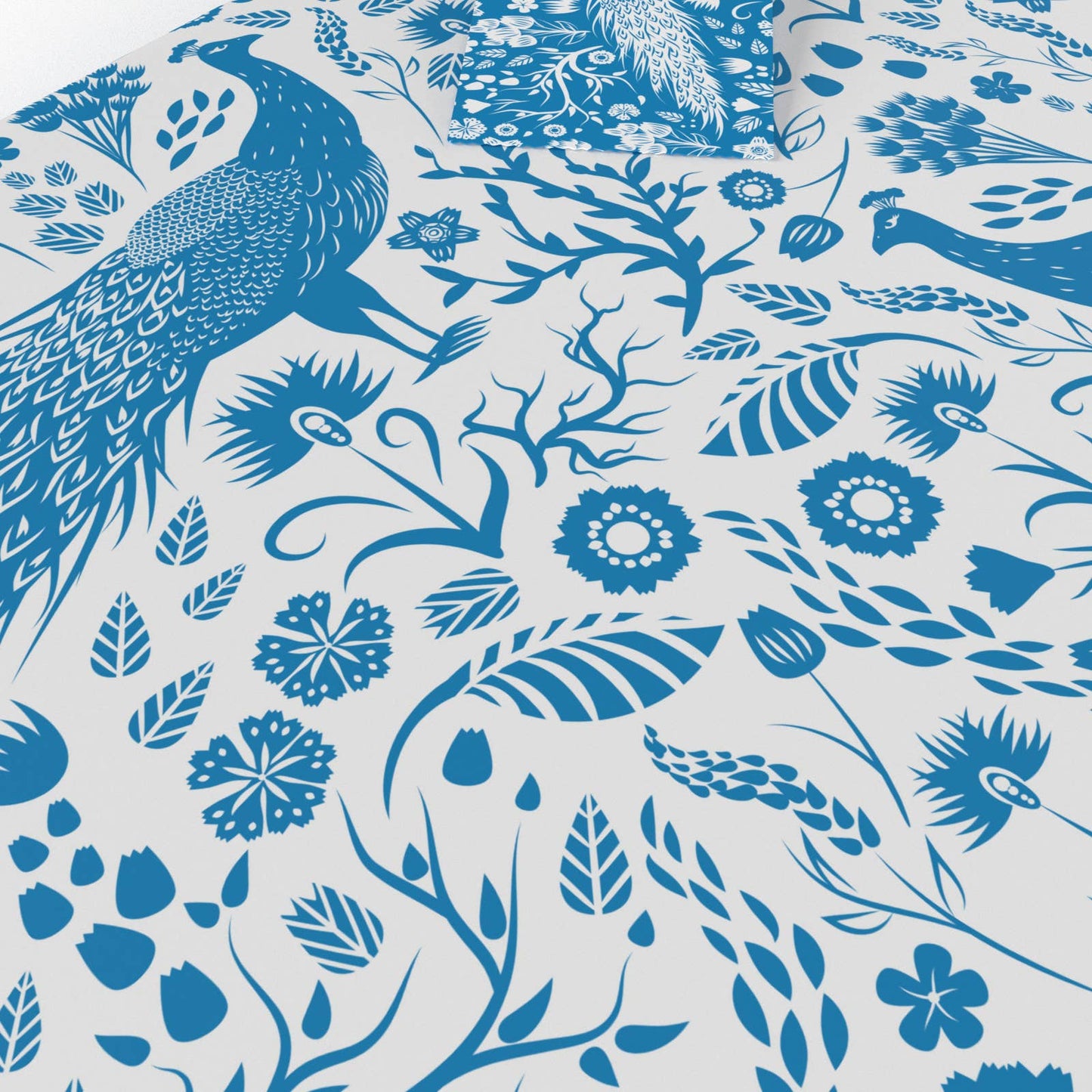 Blue Peacocks Wrapping Paper • ECO Friendly • UK Made