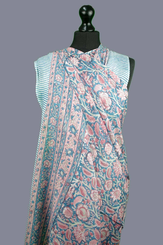 Beach Coverup Sarong Pareo - Marine Teal Floral