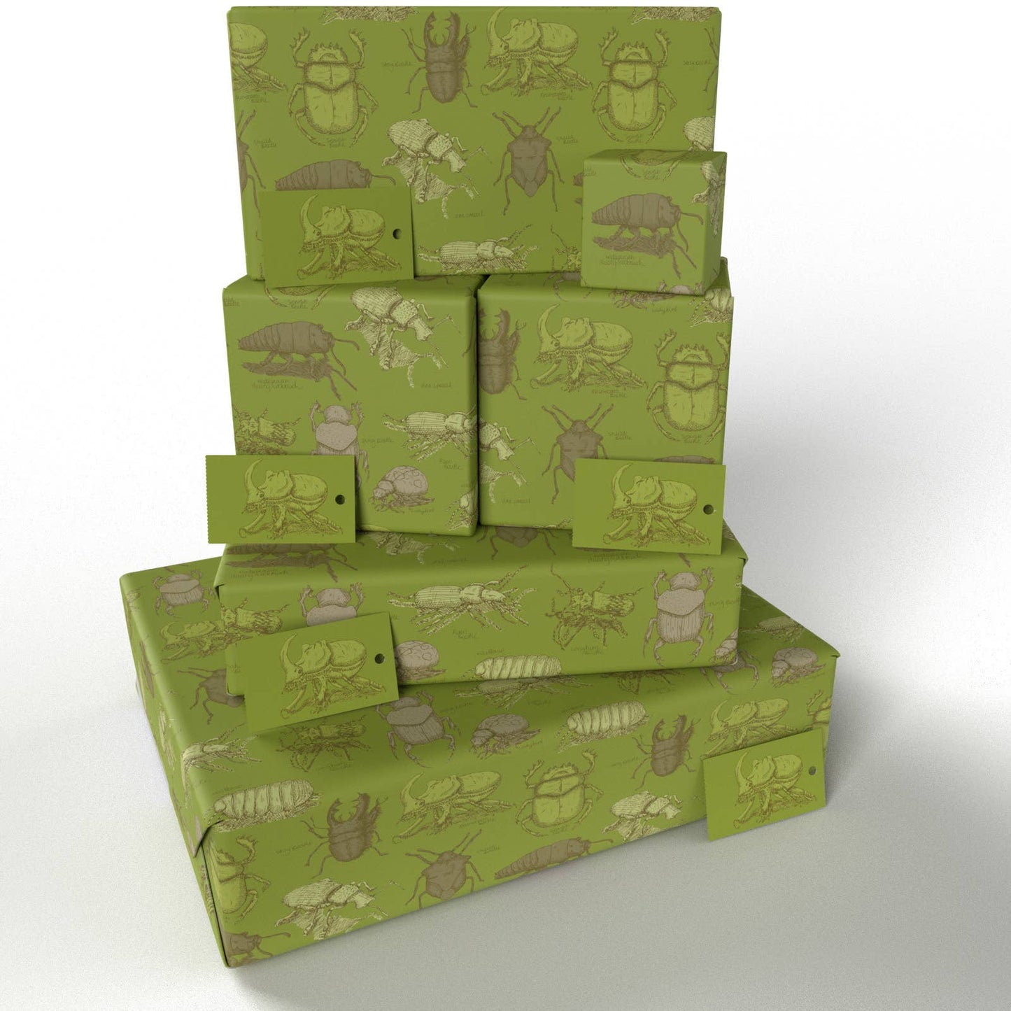 Green Beetles Wrapping Paper • ECO Friendly • UK Made