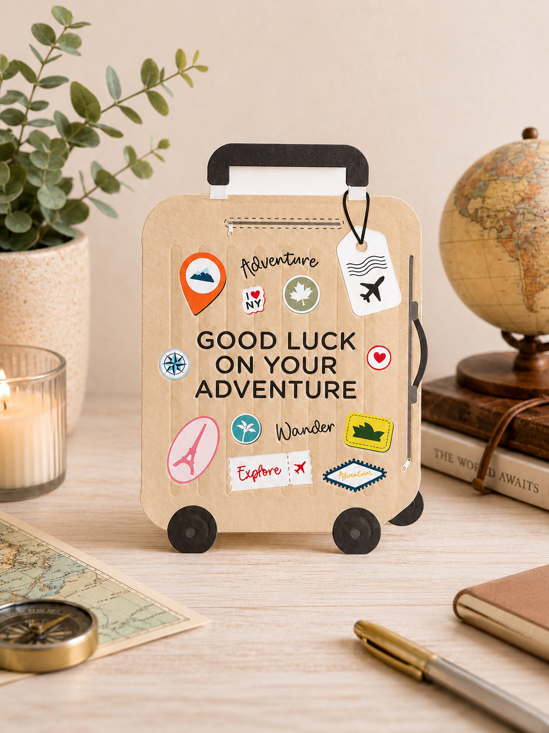 Suitcase Bon Voyage Leaving Card