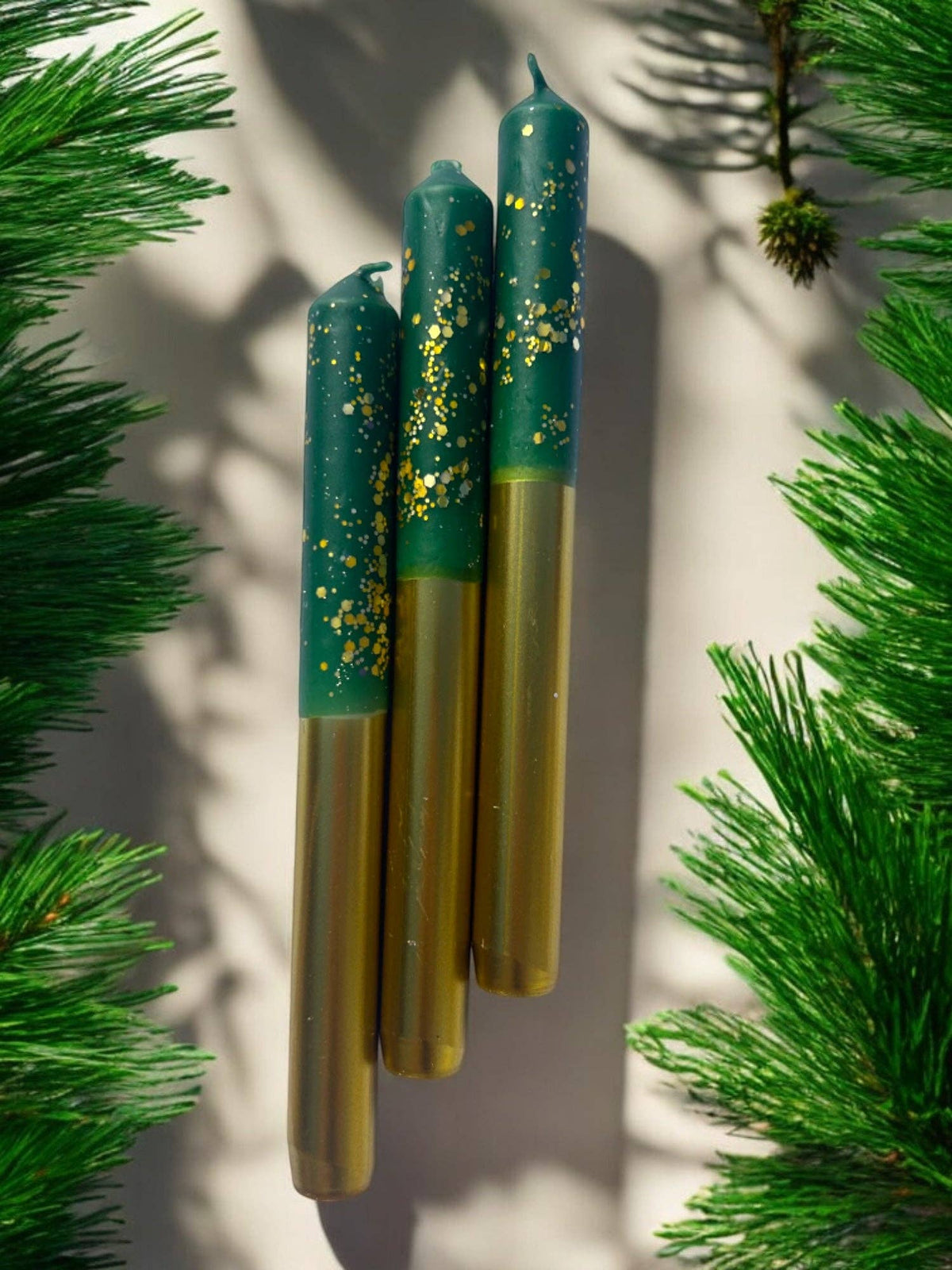 CHRISTMAS TREE FARM Dip Dye Dinner Candle Trio