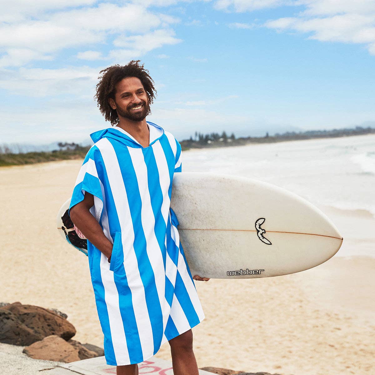 Dock & Bay Poncho Adults - Bondi Blue - GRS Certified: Large (105x85cm)