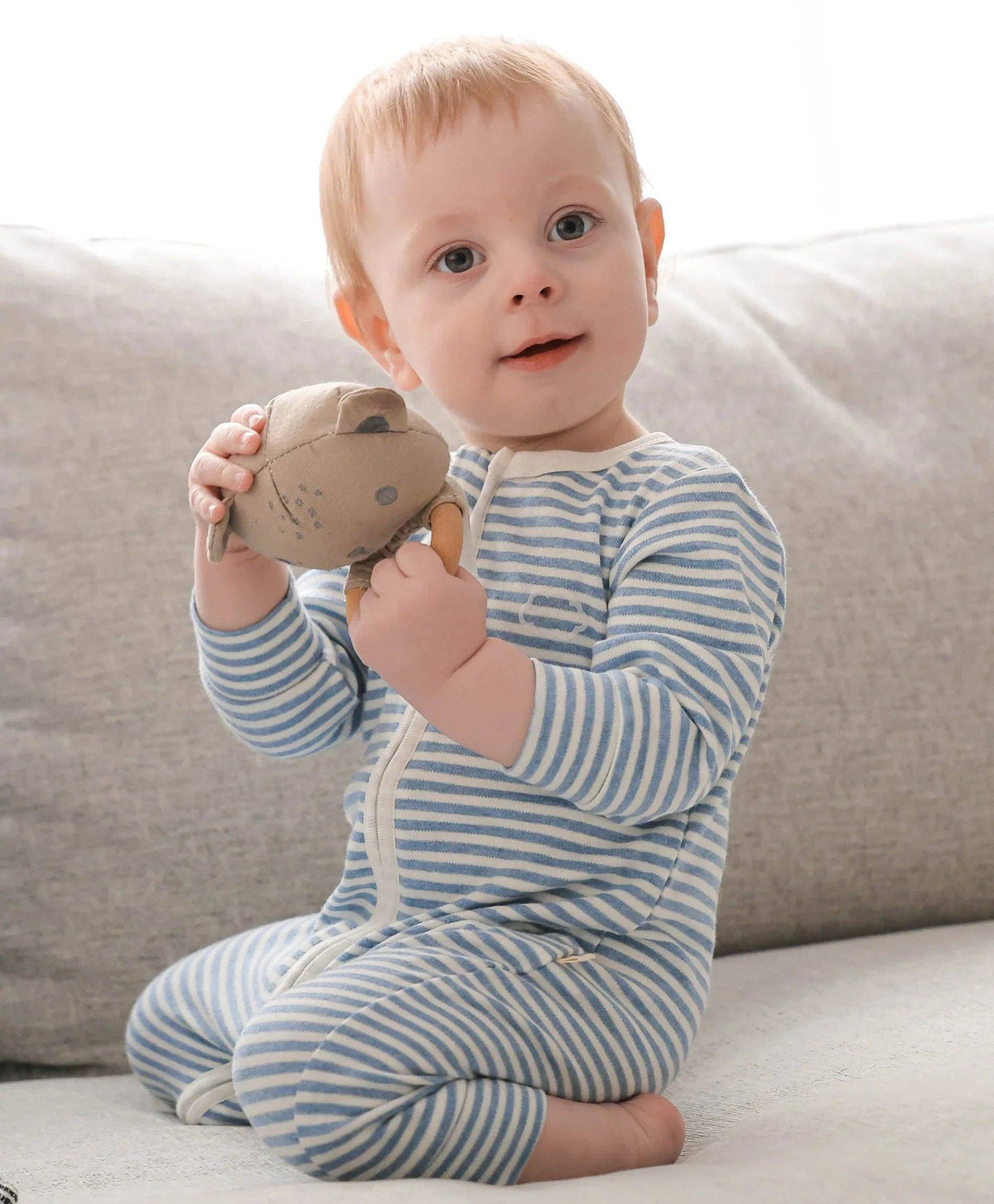 Lūmmi Organic Cotton ZipGrowsuit - Blue Stripes
