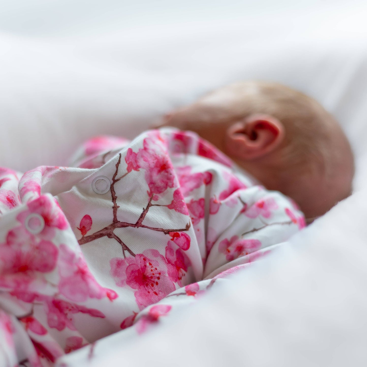 Unisex Baby Cotton Sleepsuit (Onesie) – Cherry Blossom Print: 0-3 M