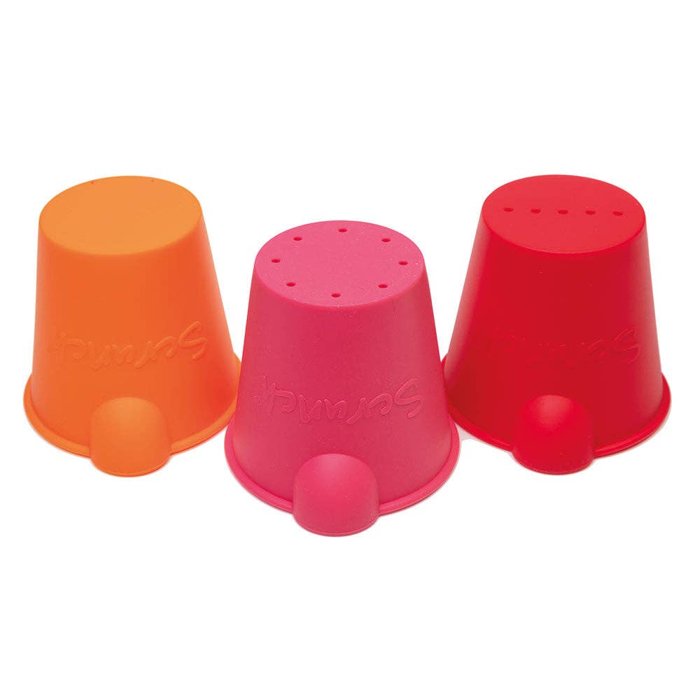 Scrunch Mini Bath Buckets: Flamingo Pink/Strawberry Red/Pumpkin