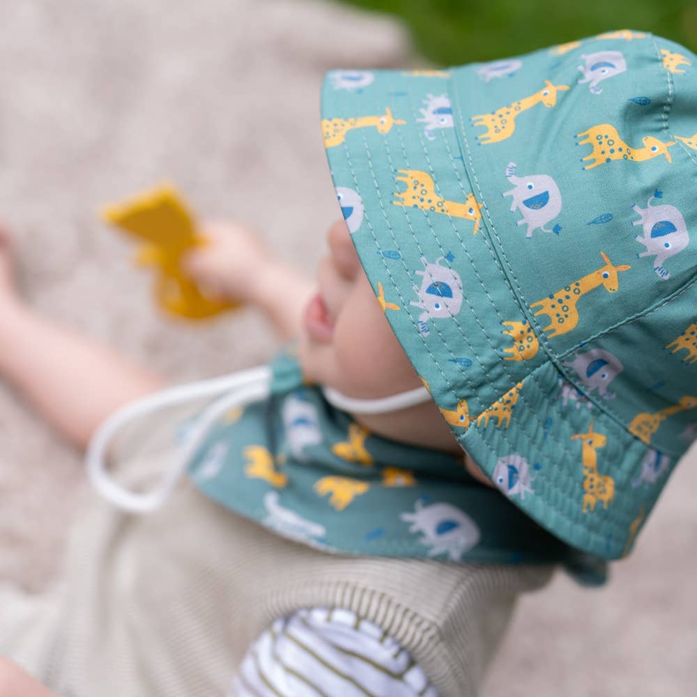 Giraffe and Elephant Sun Hat: Savanna Animals / 0-12 months