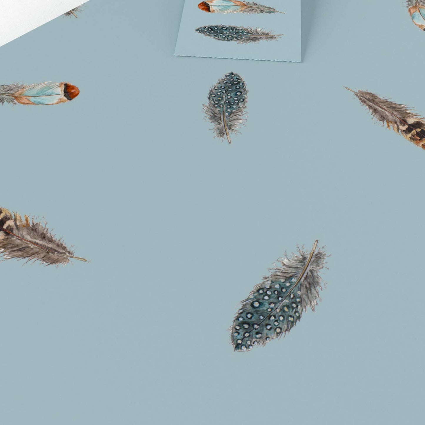 Blue Feathers Wrapping Paper • ECO Friendly • UK Made