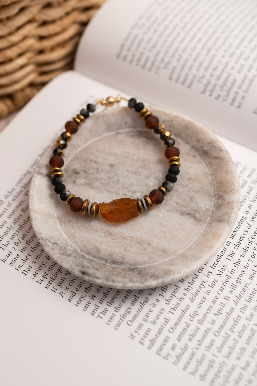 Gist - Raw Amber and crystal bracelet