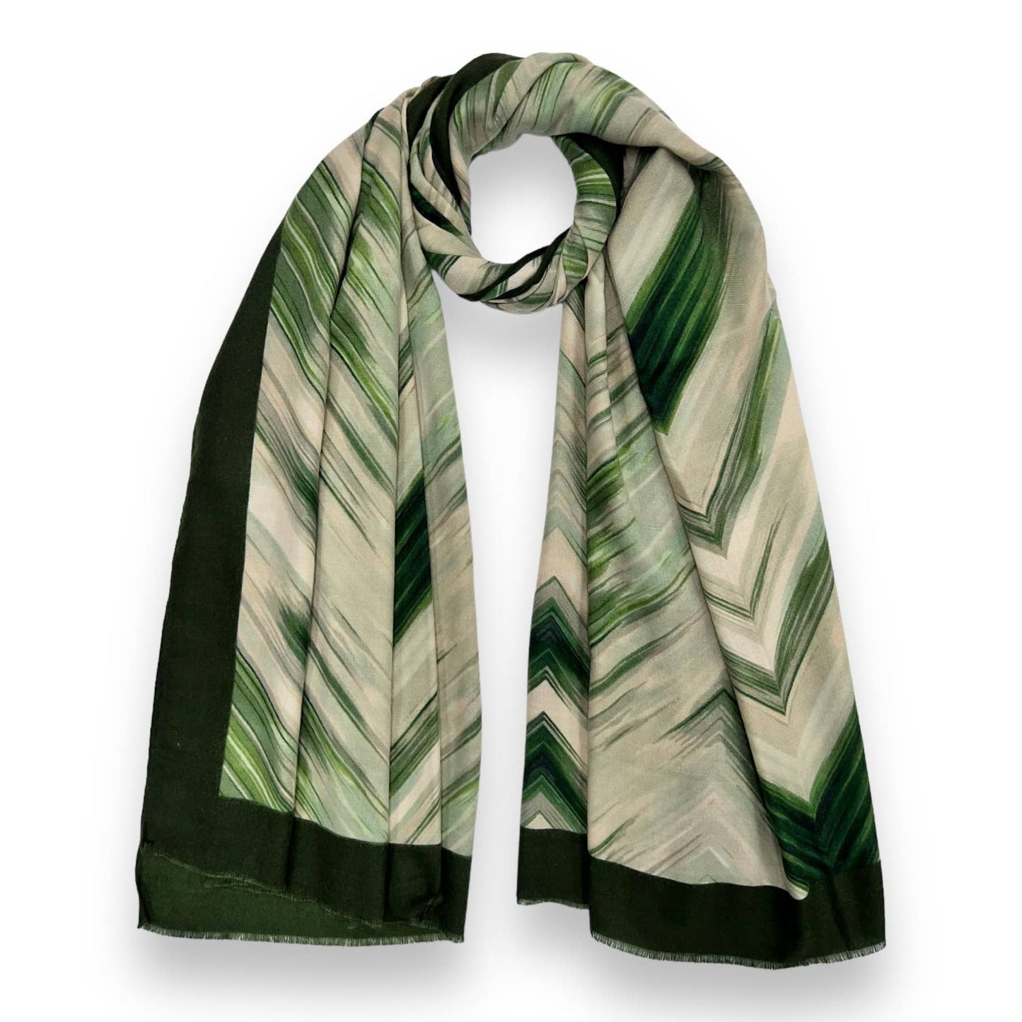 Herringbone print of medium weight scarf: Green