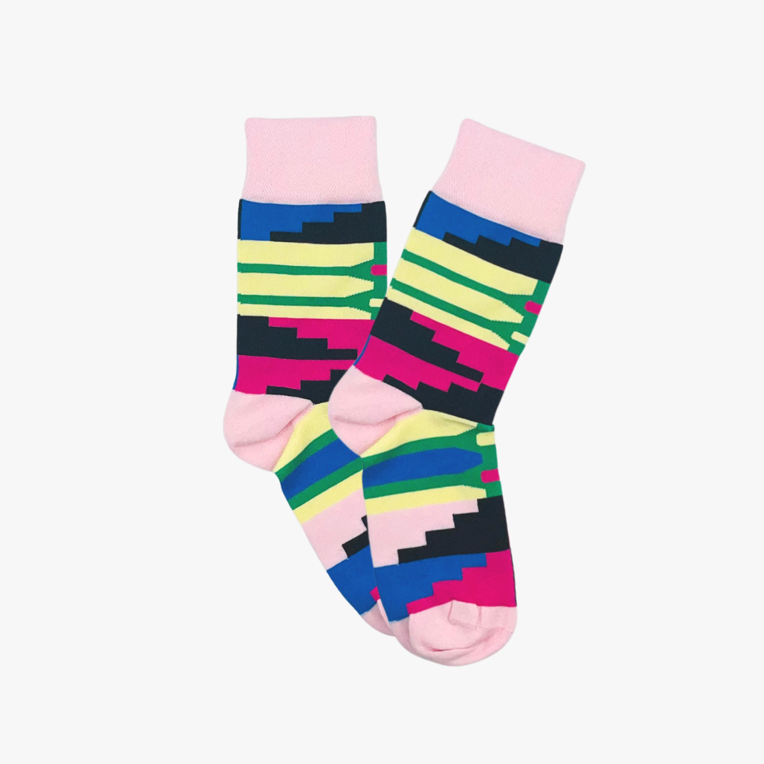Kente Pink Socks: L