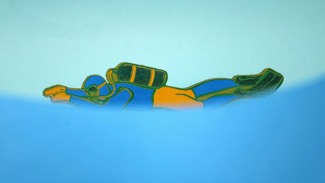 Scuba Diver Bookmark: Turquoise