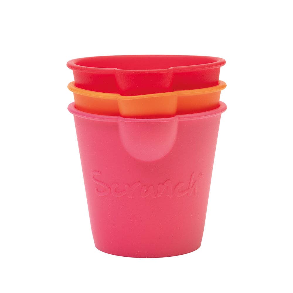 Scrunch Mini Bath Buckets: Flamingo Pink/Strawberry Red/Pumpkin