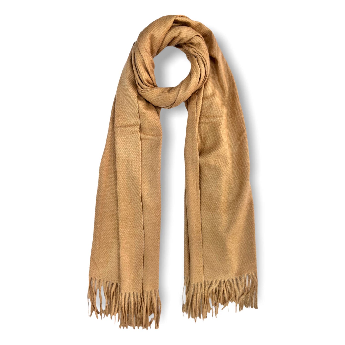 Plain cashmere mix ribbed winter scarf with tassel: Navy