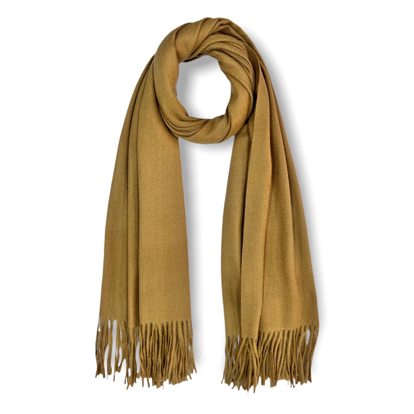 Plain cashmere mix ribbed winter scarf with tassel: Navy