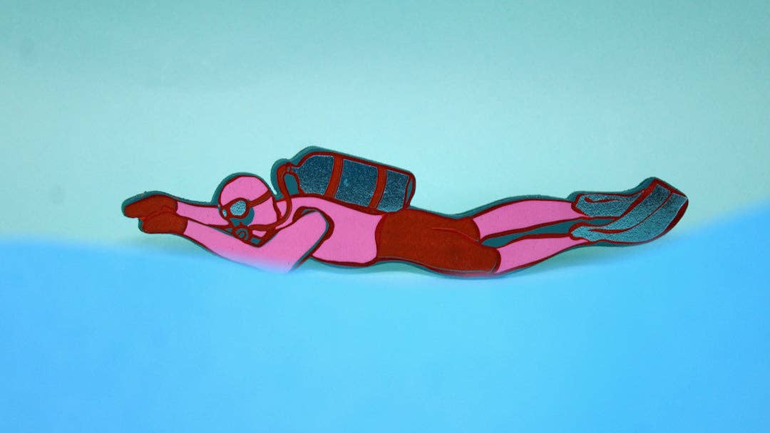 Scuba Diver Bookmark: Turquoise