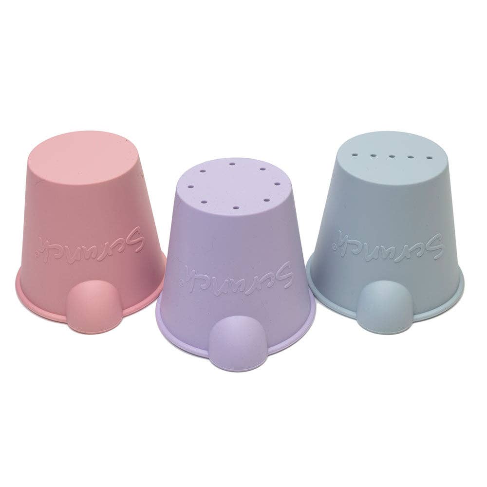 Scrunch Mini Bath Buckets: Flamingo Pink/Strawberry Red/Pumpkin