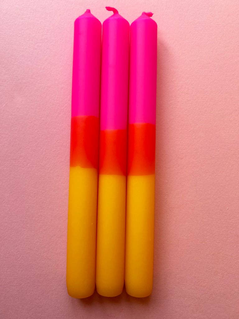INDIAN SUMMER Dip Dye Dinner Candles trio