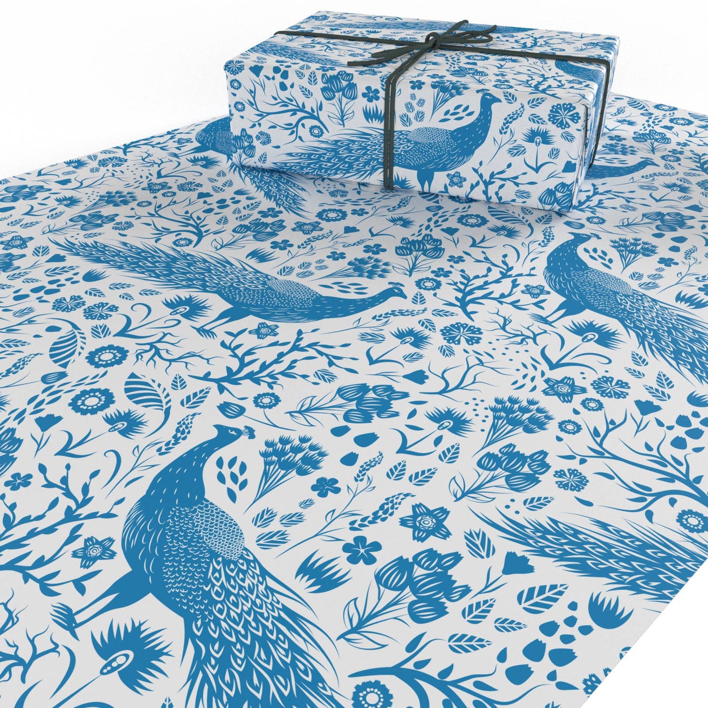 Blue Peacocks Wrapping Paper • ECO Friendly • UK Made