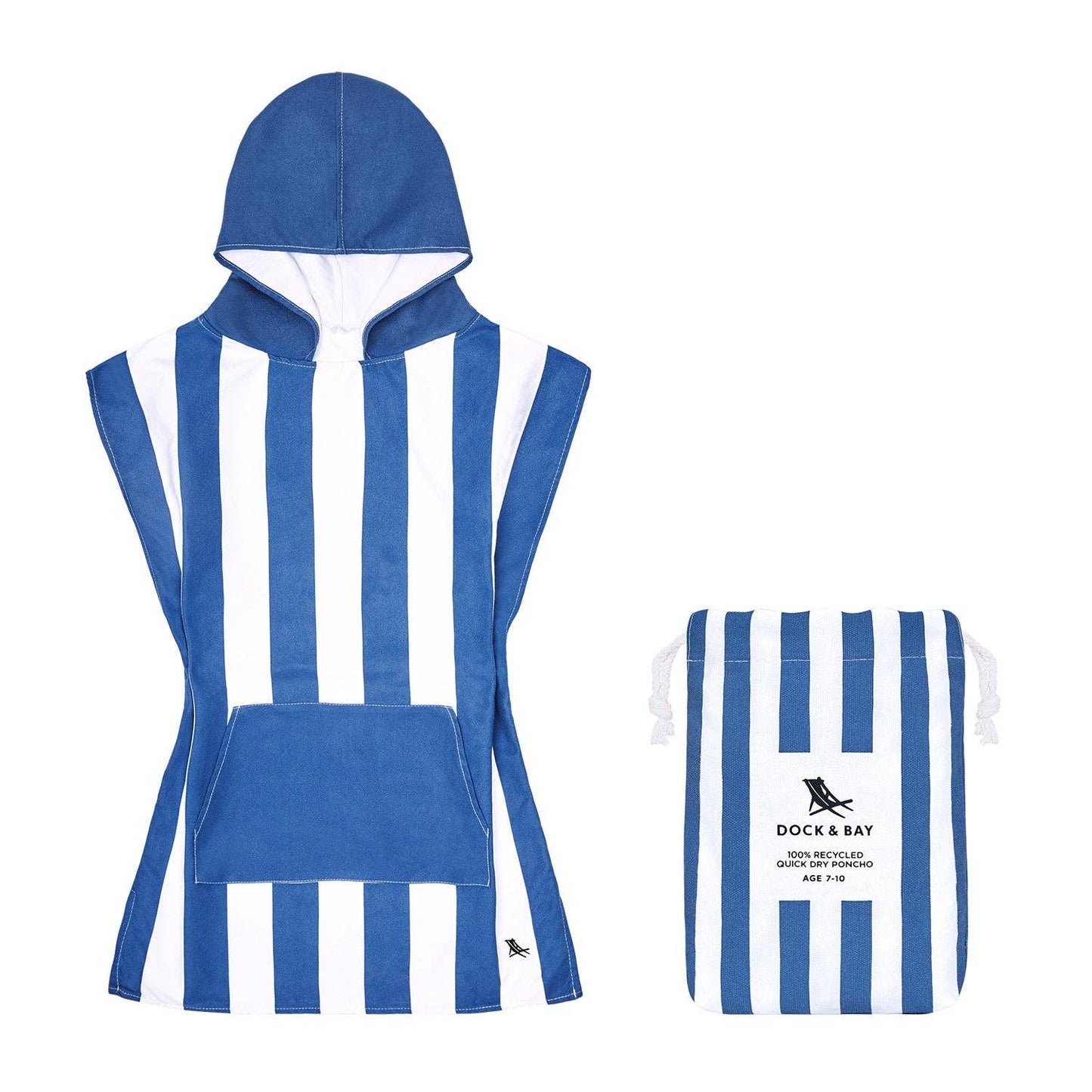 Dock & Bay Kids Poncho - Cabana - Whitsunday Blue: Age 7 to 10