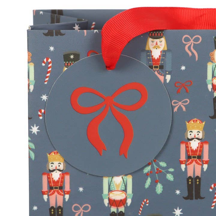23cm Medium Blue Christmas Nutcracker Print Gift Bag