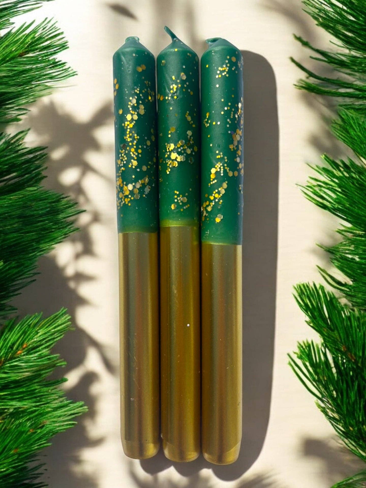 CHRISTMAS TREE FARM Dip Dye Dinner Candle Trio