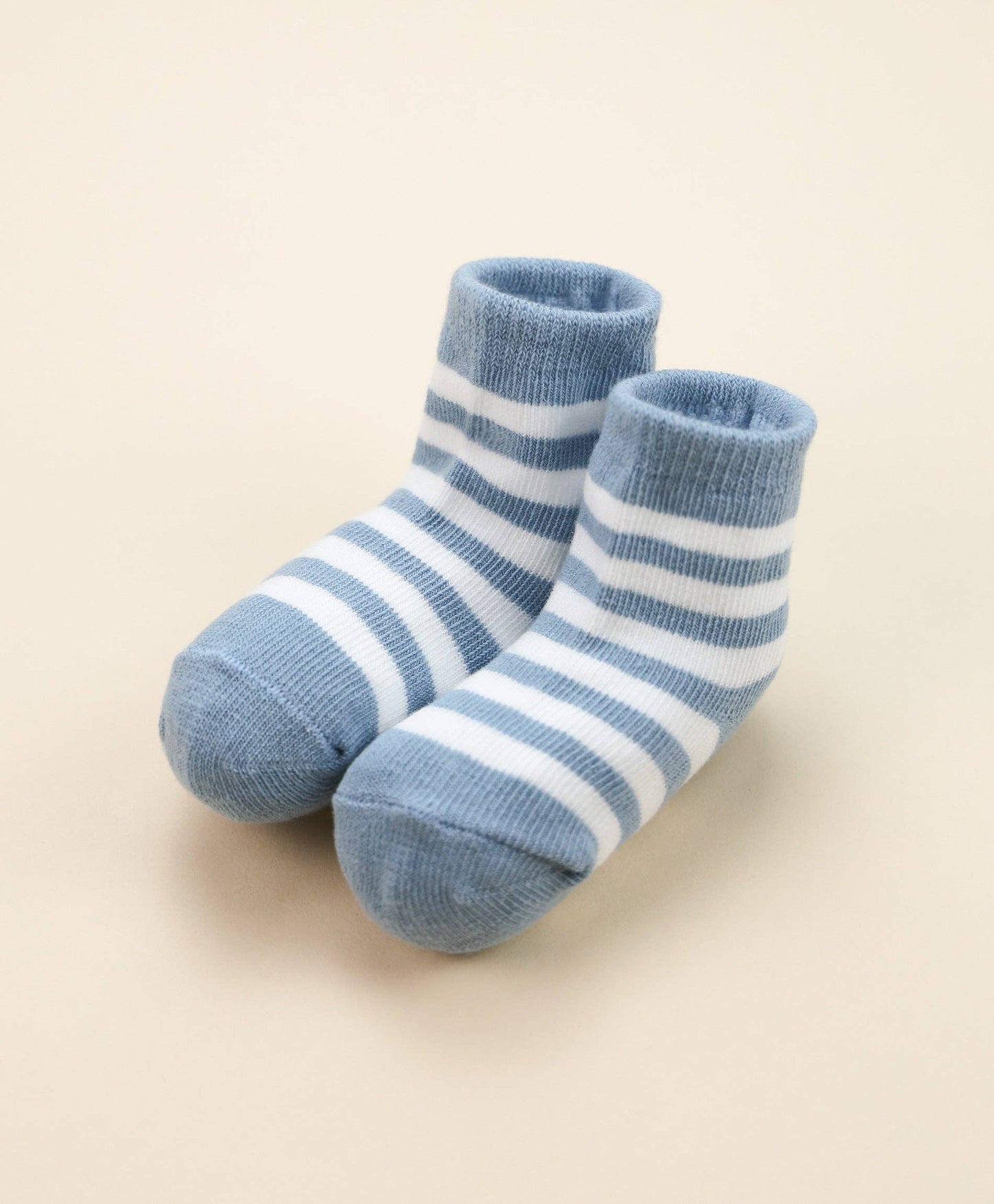 Organic Cotton Baby Socks - Blue Stripes: 0-9m