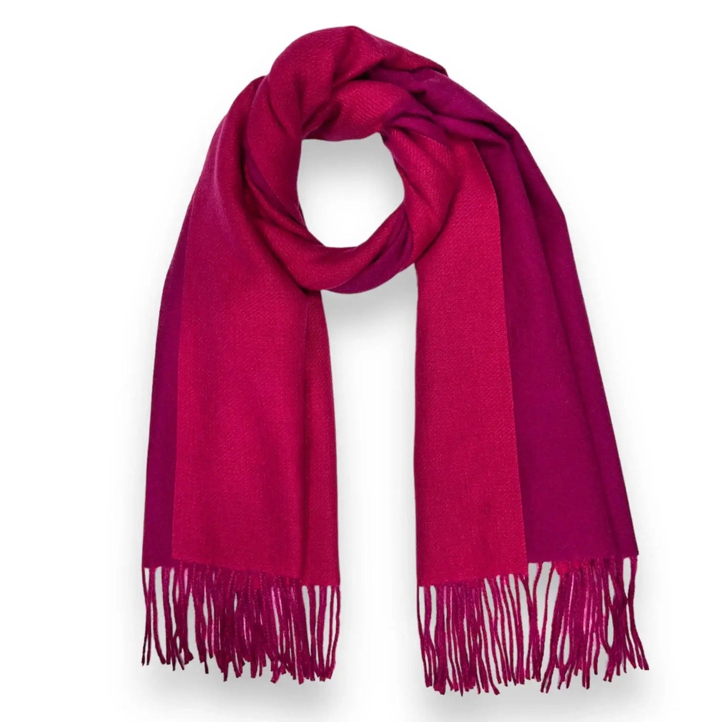 Reversible two tone coloured plain cashmere blend scarf: Pink