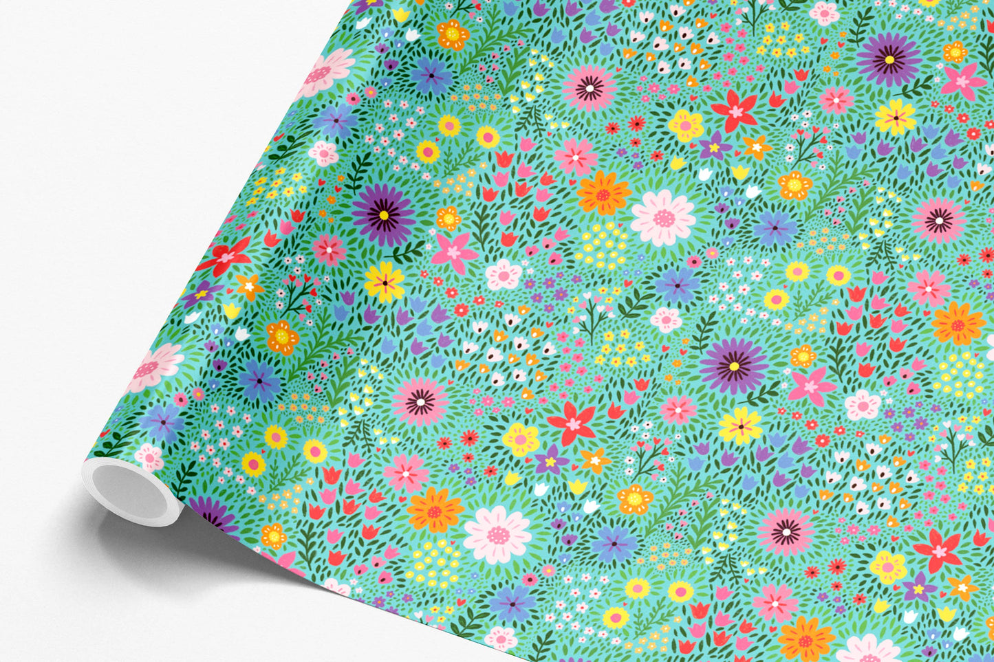 Teal Ditsy Floral Wrapping Paper, Gift Wrap