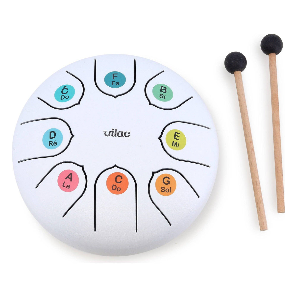 Vilac Metal 6" Tongue Drum 8 notes, with Mallets, Scores and Carry Case