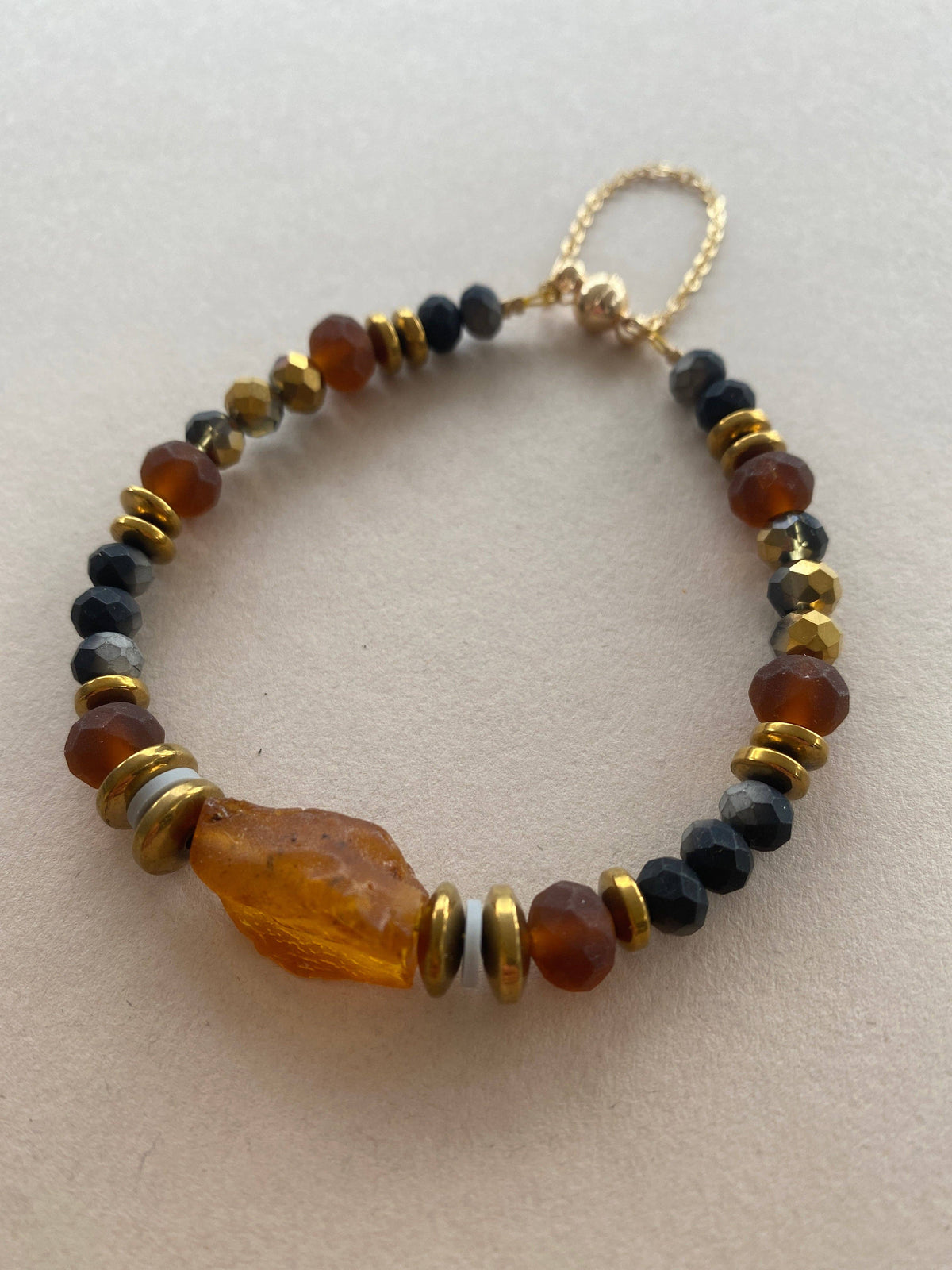 Gist - Raw Amber and crystal bracelet