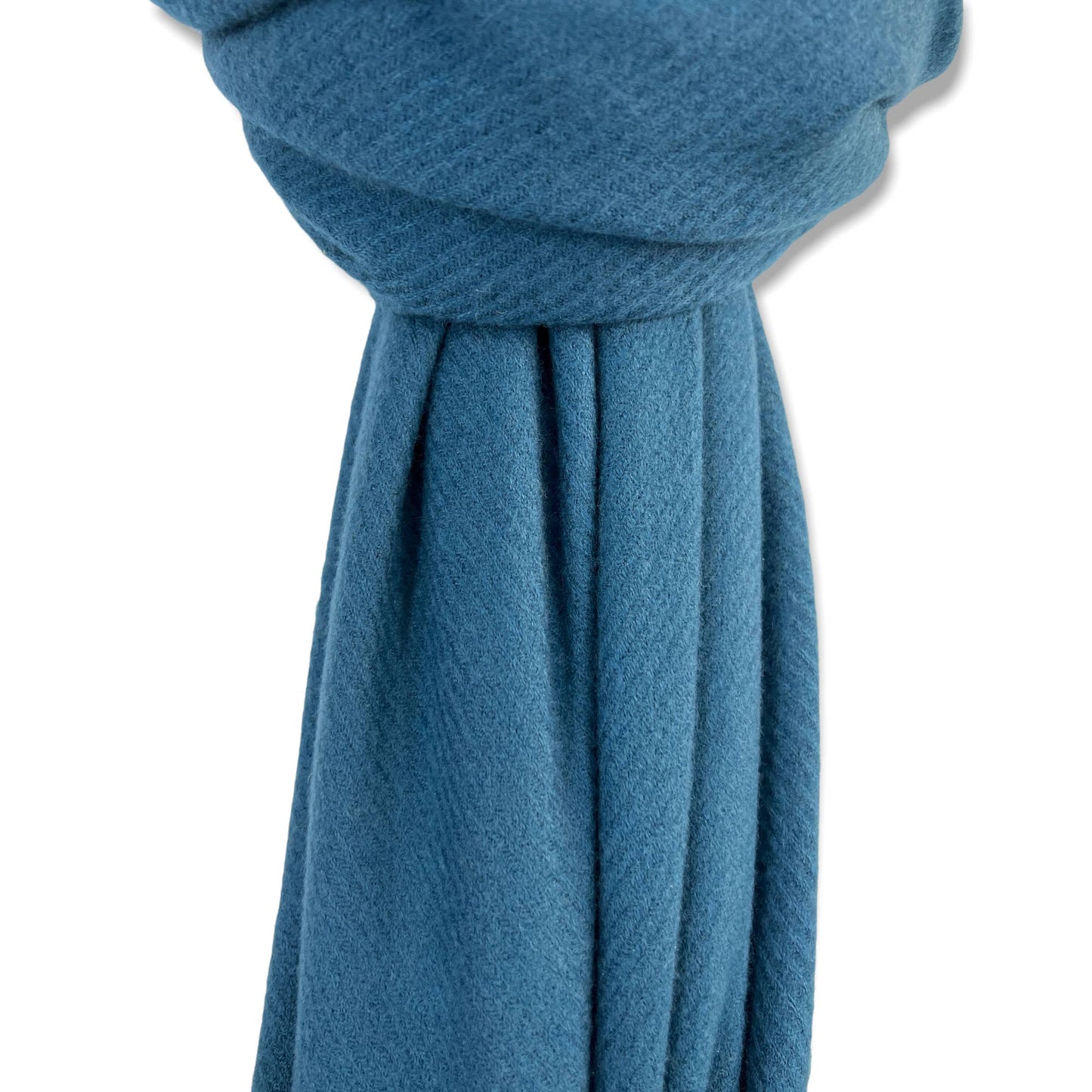 Plain cashmere mix ribbed winter scarf with tassel: Navy