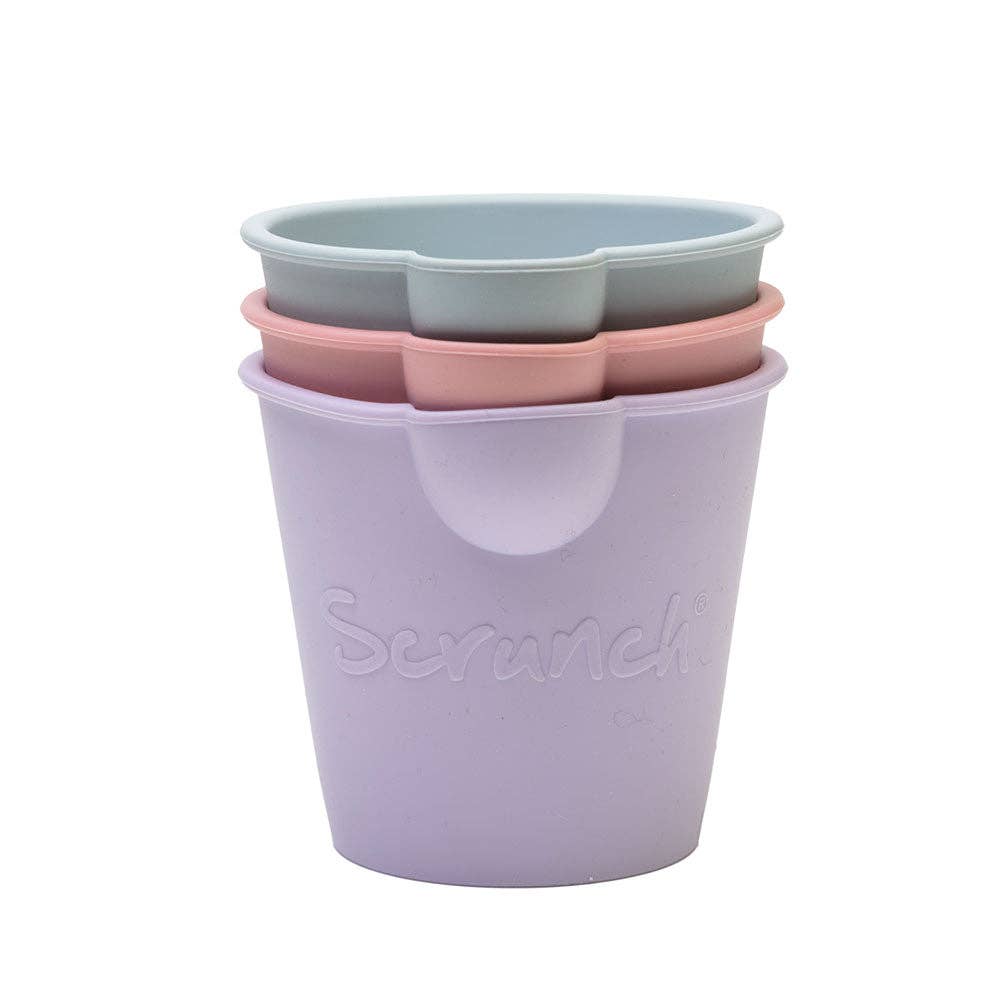 Scrunch Mini Bath Buckets: Flamingo Pink/Strawberry Red/Pumpkin