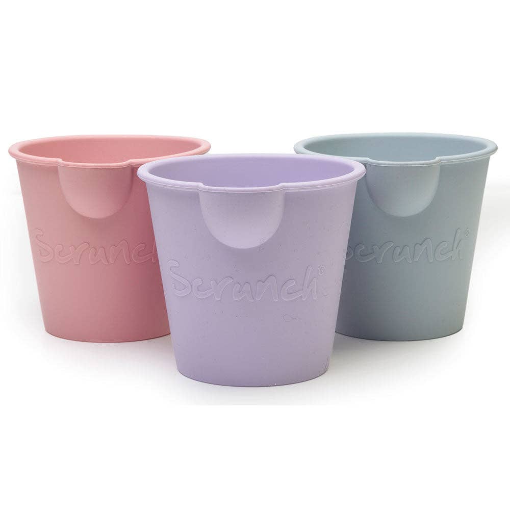 Scrunch Mini Bath Buckets: Flamingo Pink/Strawberry Red/Pumpkin
