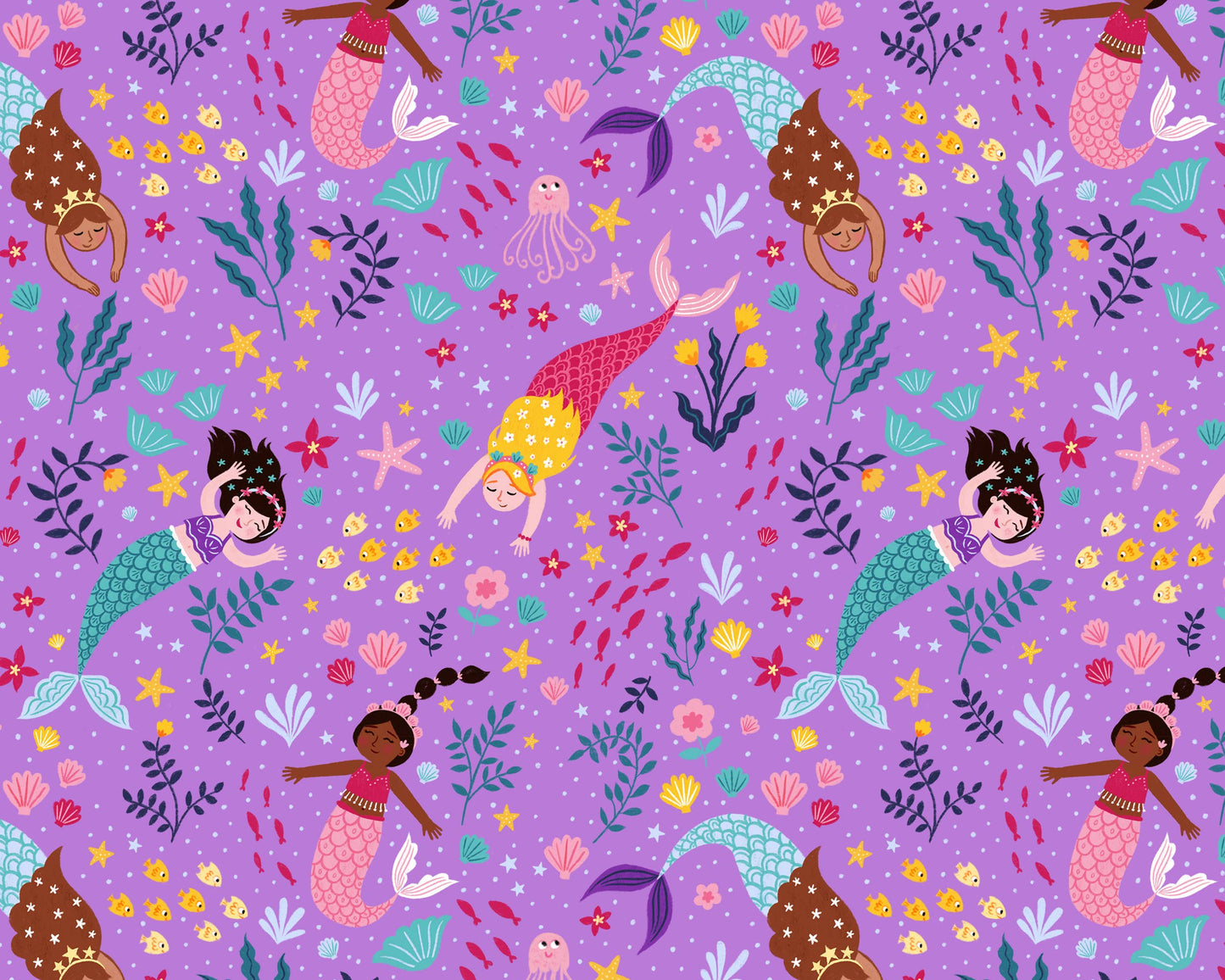 Girls Purple Mermaid Wrapping Paper, Gift Wrap, For Kids