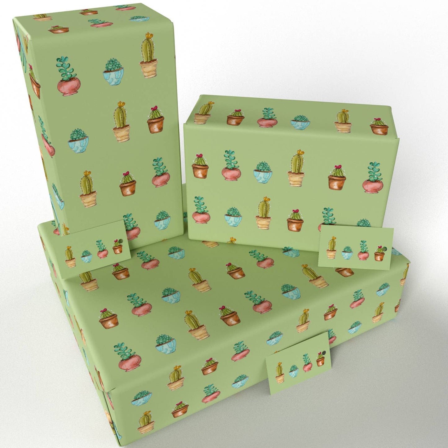 Green Cactus Wrapping Paper • ECO Friendly • UK Made
