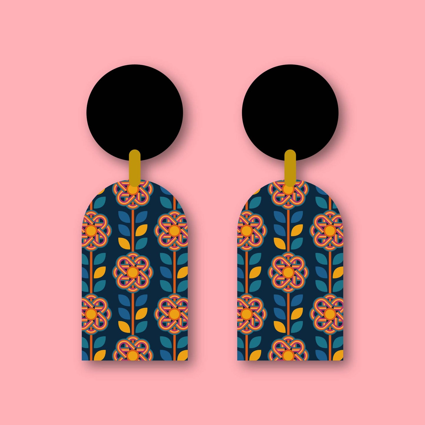 Eco friendly wooden ‘Rainbow Flowers’ statement earrings