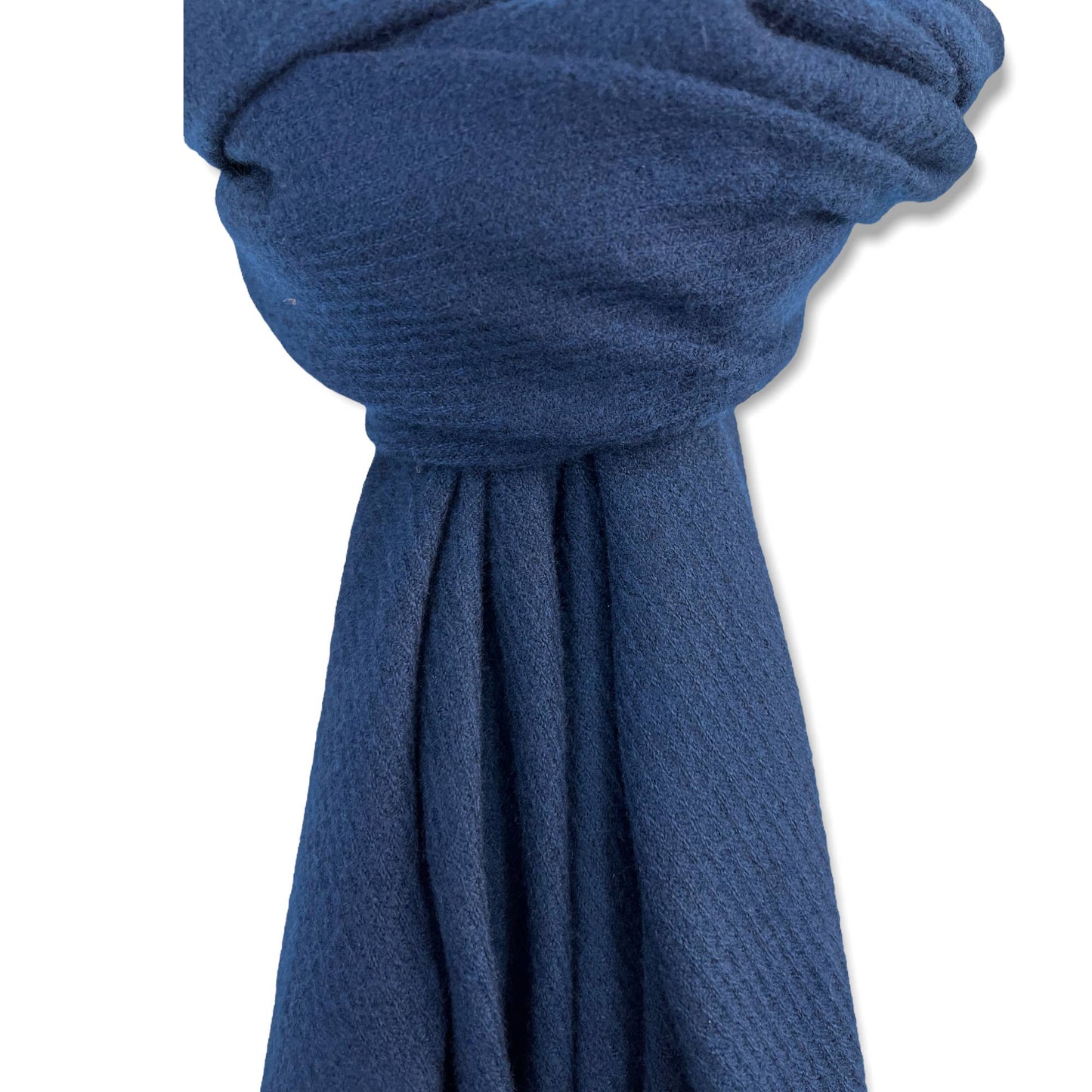 Plain cashmere mix ribbed winter scarf with tassel: Navy