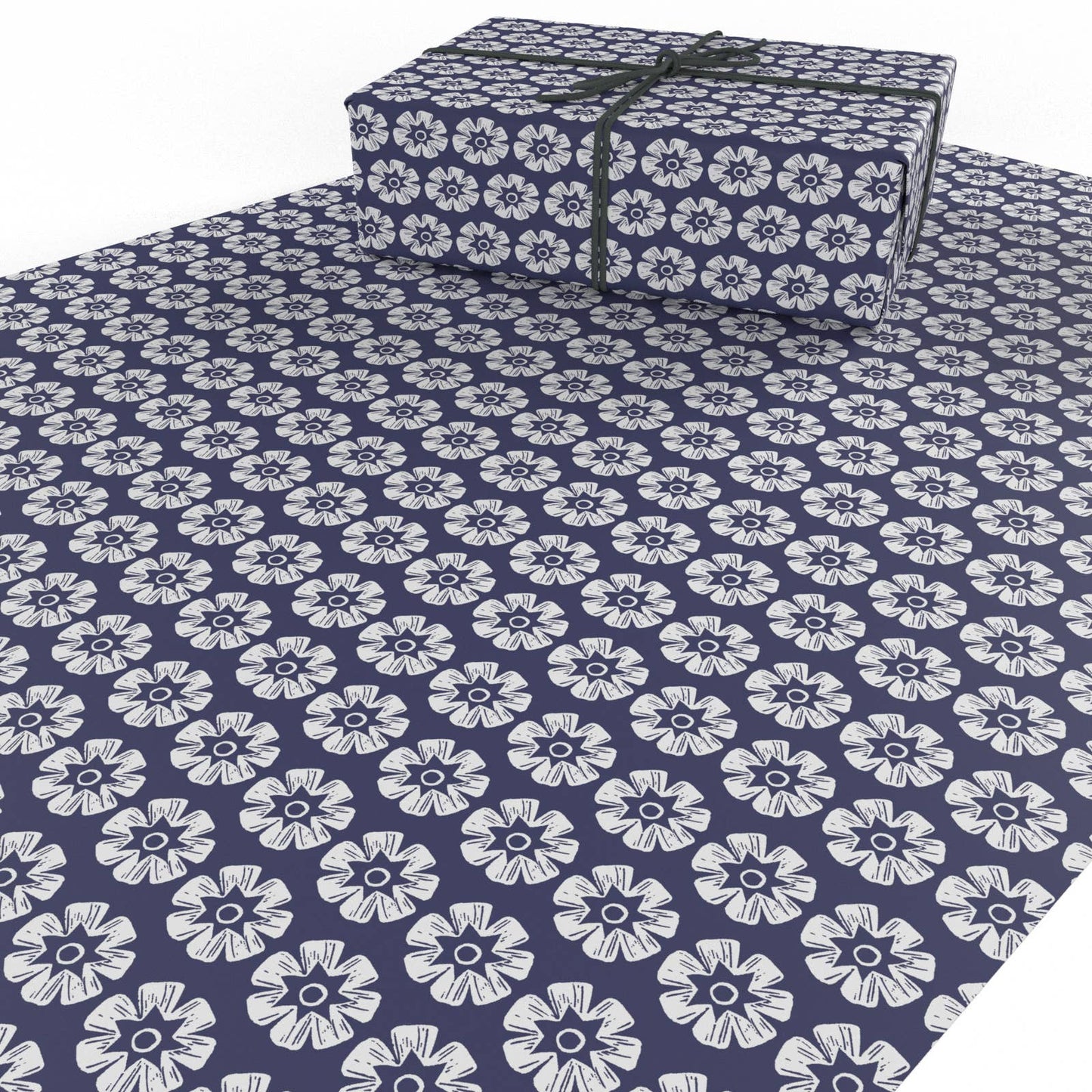 Woodblock Flowers Wrapping Paper • ECO Friendly • UK Made