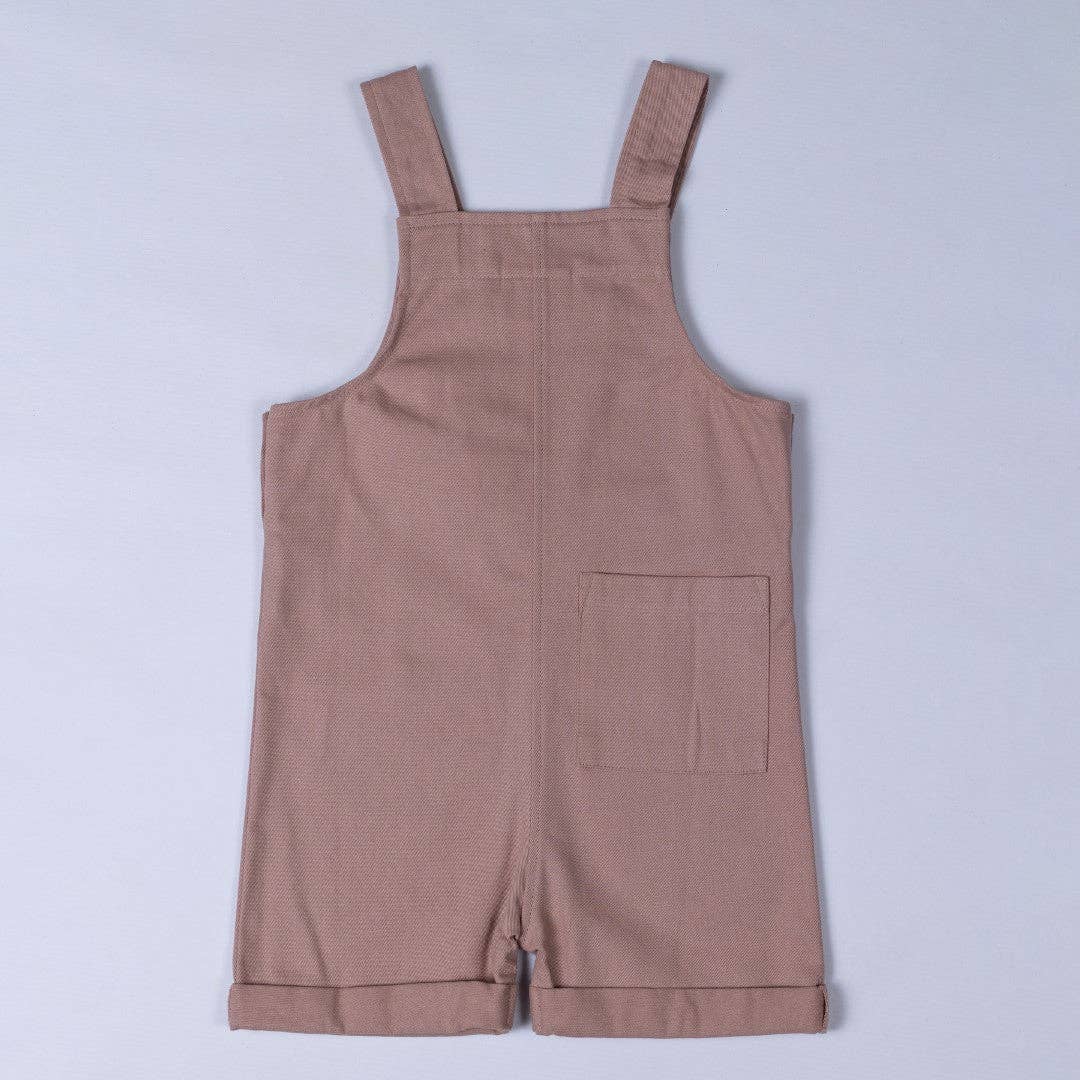 4-5y Kids Cotton Dungaree Shorts: Dusty Pink