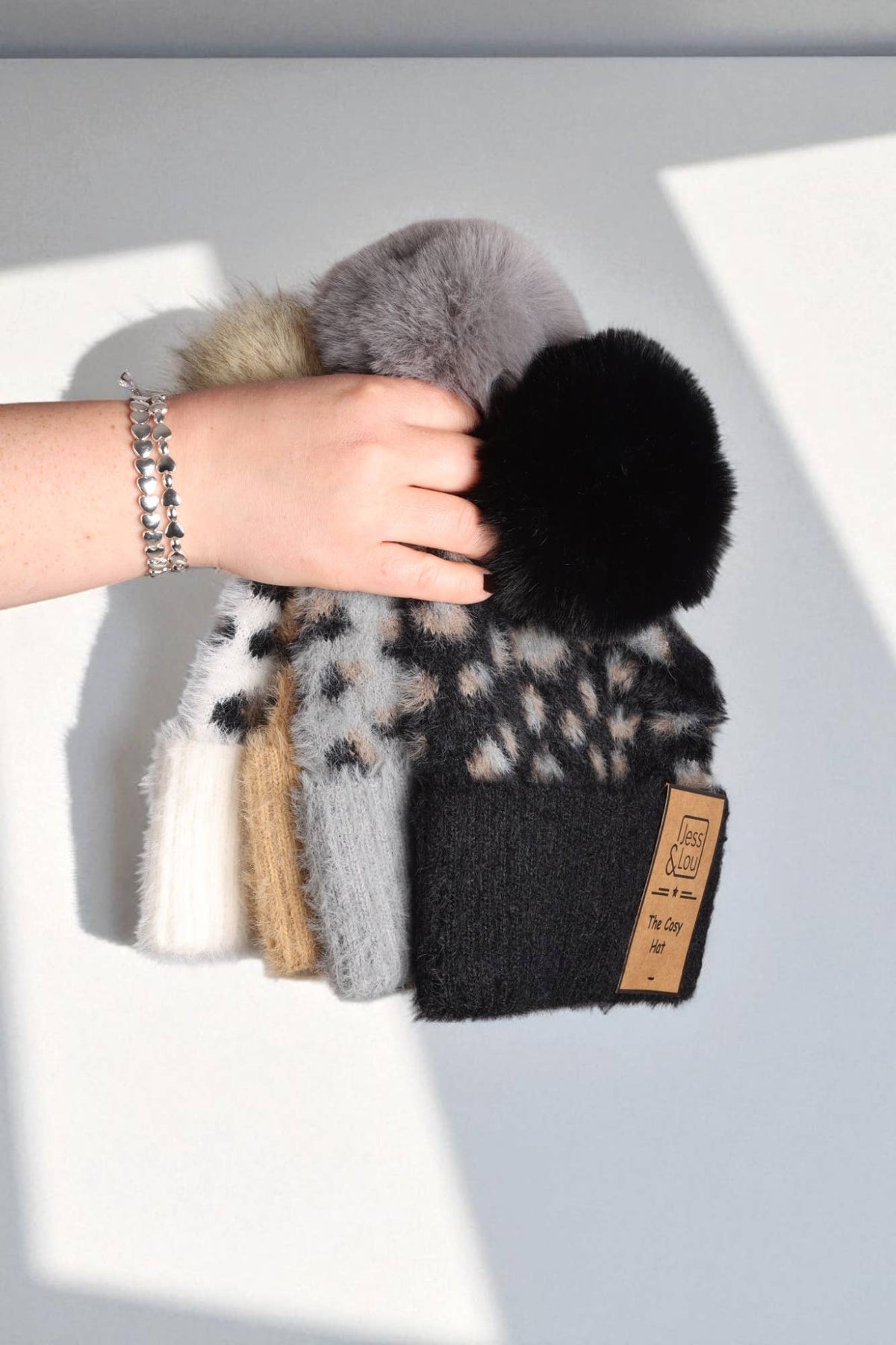 Tan Leopard Fluffy Bobble Hat HL870