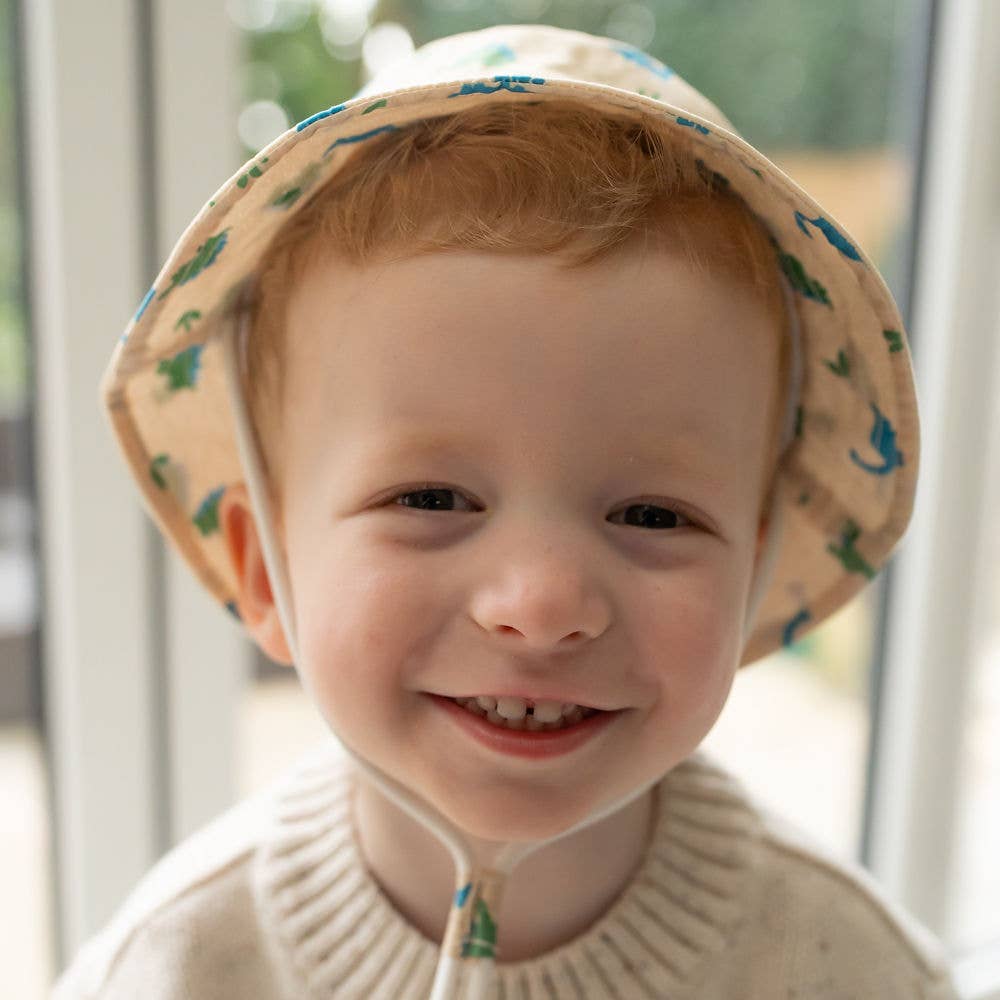 Blue/Green Dinos Sun Hat: 1-3 years