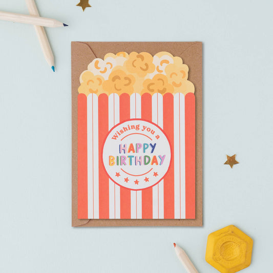 Popcorn Birthday Card | Food themed Birthday Card