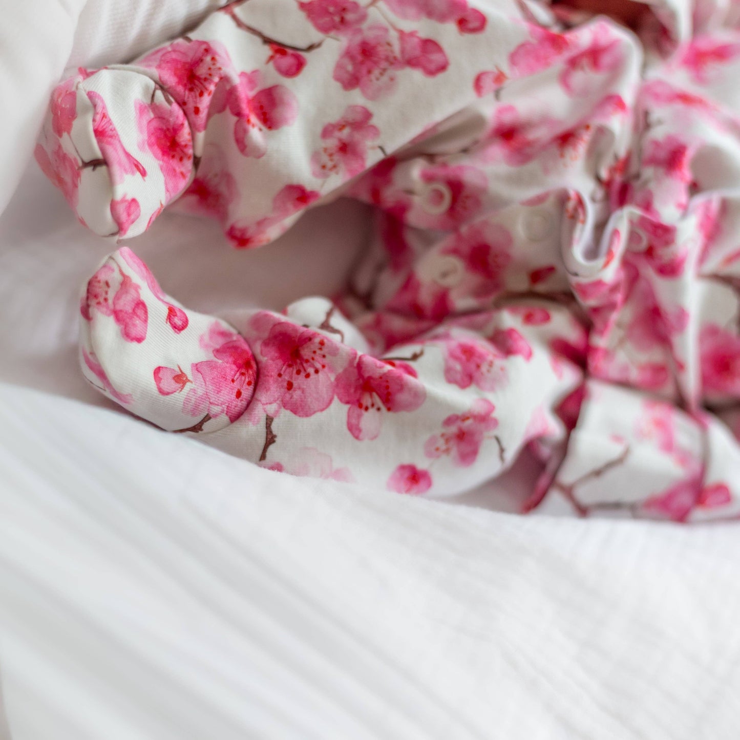 Unisex Baby Cotton Sleepsuit (Onesie) – Cherry Blossom Print: 3-6 M