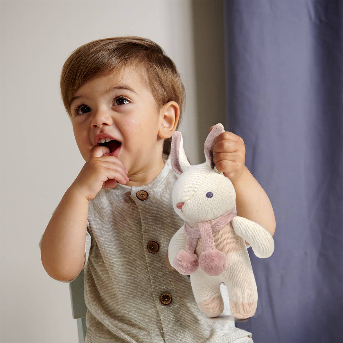 Baby Threads Cream Gift Set - Organic Rattle + Comforter