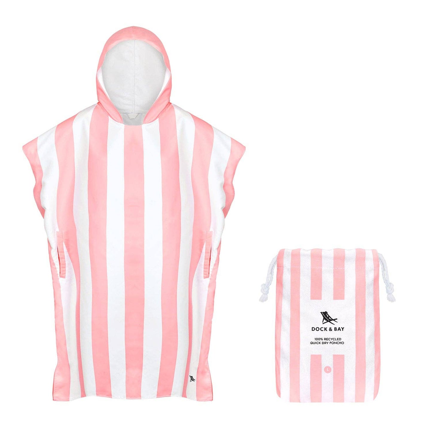 Dock & Bay Adult Poncho - Hooded Towel - Malibu Pink: Large (41x31")