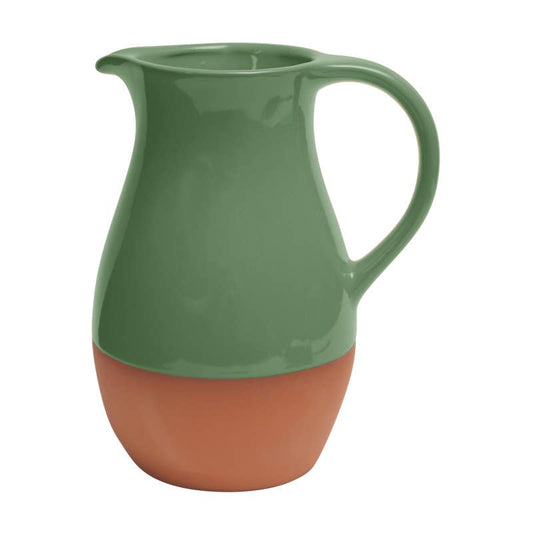 Sintra Glazed Terracotta Jug - Green: Green