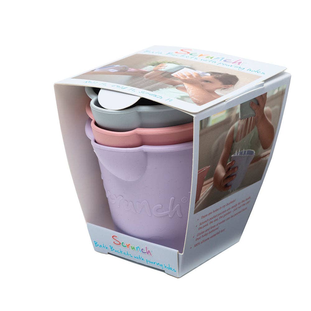 Scrunch Mini Bath Buckets: Flamingo Pink/Strawberry Red/Pumpkin
