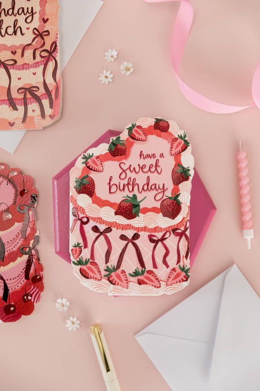Sweet Birthday - Strawberry Birthday Cake Shaped Card